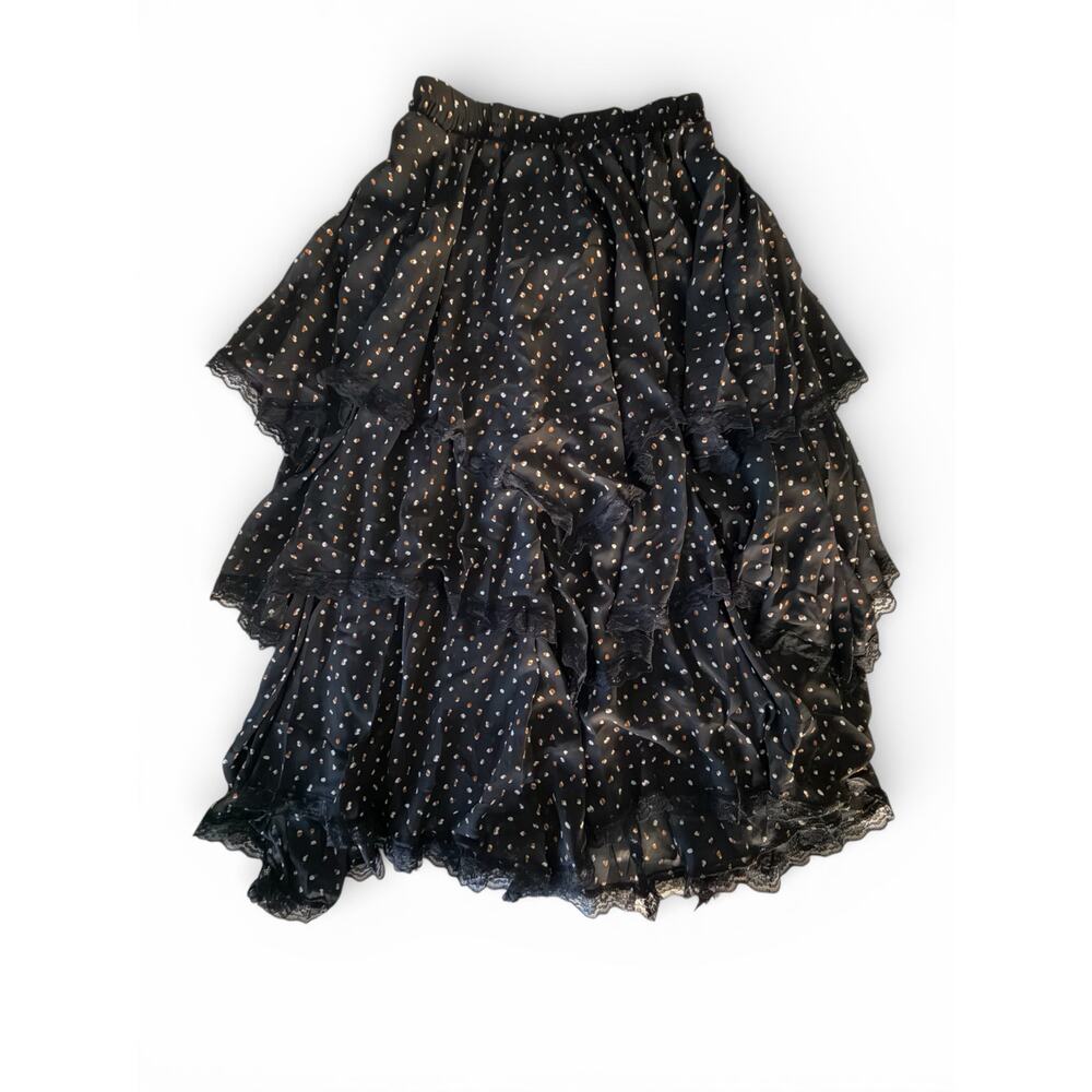 Rusty Dusty Tiered Ruffle Skirt Lace Trim NWT